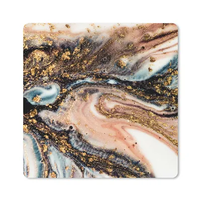 Produktbild von MuchoWow® Mauspad Mousepad Marmoroptik - Gold - Schwarz - Glitzer - Chic 20x20 cm - Mousepads - Maus Mat - Pad - Mausunterlage - Desk Mat - Bureauartikeln
