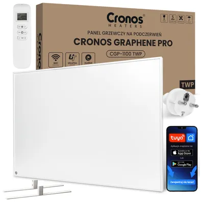 Immagine prodotto di Cronos grafen pro cgp-1100twp 1100w Riscaldatore a infrarossi da 900w con telecomando