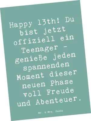Produktbild von Mr. & Mrs. Panda Postkarte Spruch 13. Geburtstag - Meeresbrise - Geschenk, Grußkarte, Ansichtskarten, neues Lebensjahr, Ansichtskarte, bildkarte, Alter, Erinnerungen