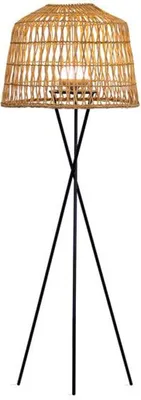 Immagine prodotto di Luce LED da esterno in rattan 148 cm con batteria ricaricabile lampadina IP54 2700 K 900 lm telecomando dimmerabile lampada da terra treppiede giardino esterno