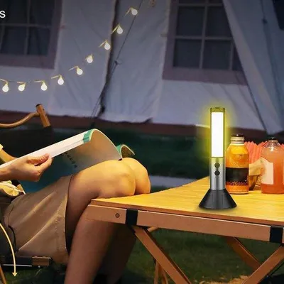 Immagine prodotto di Lampada da campeggio portatile - Illuminazione da campeggio pieghevole - Illuminazione per tenda con batteria ricaricabile da 3000 mAh.