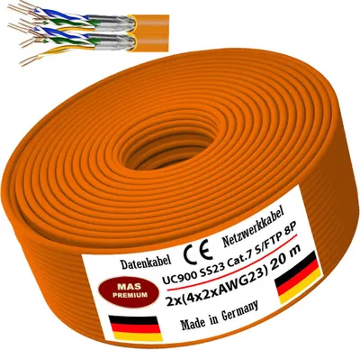 Produktbild von 20m CAT7 Duplex UC900SS23 Daten-Netzwerk-Verlege-Kommunikationskabel Halogenfrei