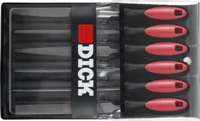 Produktbild von Dick 1187102-2K Warding file set 6 -piece 100/2 in plastic bag black Dick, with 2K-grip 85 mm Length 100 mm 1 Set