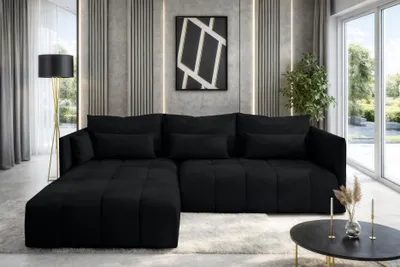 Produktbild von AX LIVING Ecksofa Schwarz Eckcouch mit Schlaffunktion Cosmova 248 cm