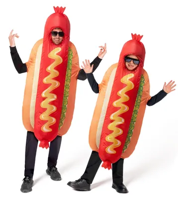 Produktbild von Spooktacular Creations Aufblasbares Kostüm für Erwachsene, Ganzkörper-Hotdog-Kostüm zum Aufblasen, Deluxe-Halloweenkostüm mit Lebensmittelmotiv für Co