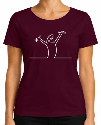 Imagen del producto de Camiseta para mujer, diseño "Linea Strichmännchen Balum Comic Cartoon" de Osvaldo Cavandoli, color burdeos, talla M