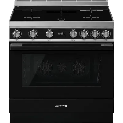 Zdjęcie produktu dla Smeg CPF9IPBL, Kuchenka wolnostojąca, Czarny, Przyciski, Przednie, Metal, Elektroniczny