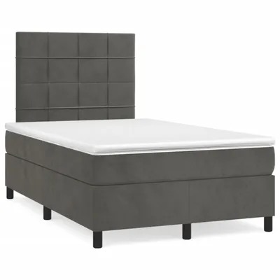 Produktbild von vidaXL Boxspringbett mit Matratze & LED Dunkelgrau 120x190 cm Samt