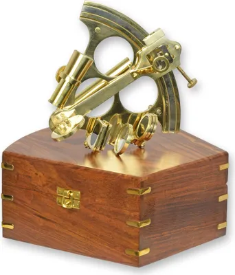 Produktbild von Sextant Messing in Holzkiste Maritim Replikat Retro Design Dekoration