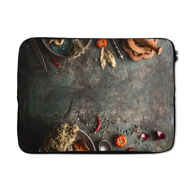 Produktbild von MuchoWow® Laptop Hülle 13 Zoll Marmor - Gemüse - Herbst - Kürbis - Rustikal - Kräuter Laptoptasche - Laptophülle - Sleeve - Rundumschutz