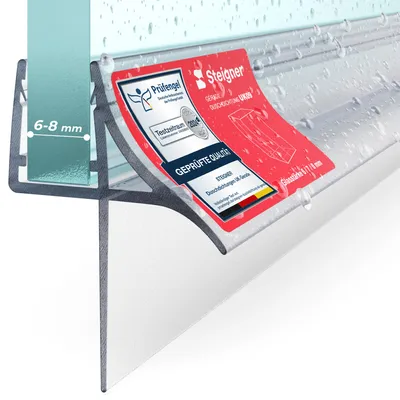 Immagine prodotto di STEIGNER Guarnizione doccia 120cm UK09 (1 pz.) trasparente - Guarnizione verticale per doccia angolare, in nicchia o pentagonale con porta 6-8 mm - Facile installazione, Materiale resistente