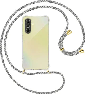 Produktbild von Handykette Backcover-Schutzhülle mit Band (Metall goldfarben) für Samsung A36 5G - weiß/grau kariert