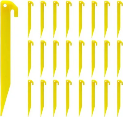 Image de 24 piquets de tente en plastique – longs crochets pour auvents, camping et caravanes, pour l'extérieur, la pelouse, la plage, la décoration de jardin et la fixation