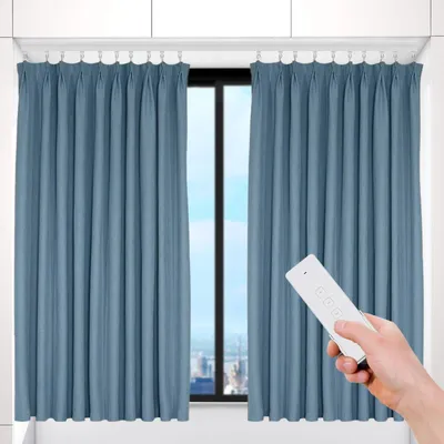 Image de Tringle à rideaux motorisée intelligente - Tringle électrique 4,2 m - Wi-Fi/applicationvocale - Montage encastré - Pour portes-fenêtres - Tringle simple (1 rail)