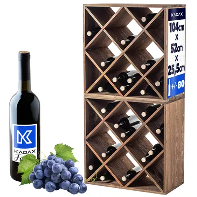 Immagine prodotto di KADAX Portabottiglie in legno Grid, marrone scuro, 2 pz