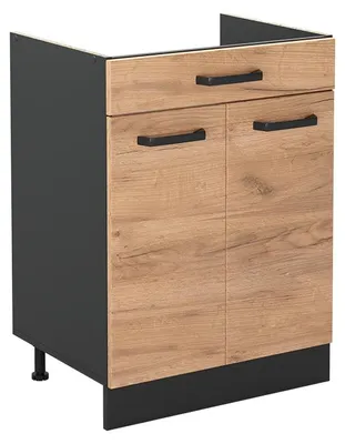 Productafbeelding van Keukenonderkast Vicco R-Line Goudkleurig Eiken/Antraciet 60 cm met lade zonder werkblad, Model 61097