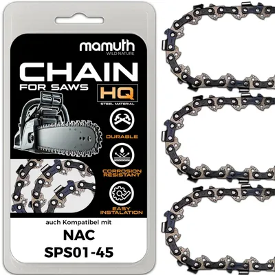 Obrázek produktu pro 3x řetězová pila, řetěz na motorovou pilu, délka 40 cm, tloušťka 1,3 mm, rozteč 3/8", typ 57 TG, pro NAC SPS01-45