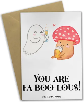 Produktbild von Mr. & Mrs. Panda Grußkarte Halloween Zauber - Weiß - Geschenk, Geschenke, Klappkarte, schaurig, glückwunschkarten, Feiertag, Gruselparty, einladungskarten, Anerkennung