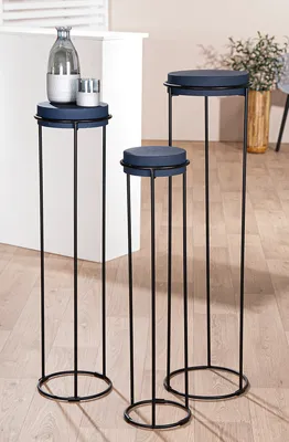 Image de Gilde 3er Set, Deko-Säule, "Leila", Eisen, nachtblau, VE 1, H. 101 cm, D. 27 cm 58016 4063387580165