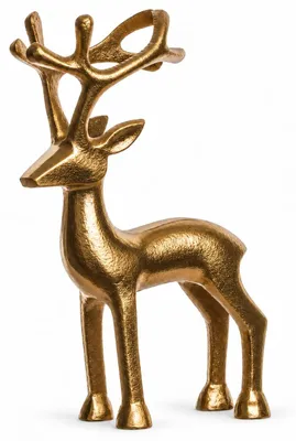 Rentierfigur aus Aluminium, Gold, 15 cm