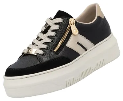 Produktbild von Rieker Damen Sneaker Plateau Slipper aus Leder mit Reißverschluss M1912, Größe:42 EU, Farbe:Schwarz