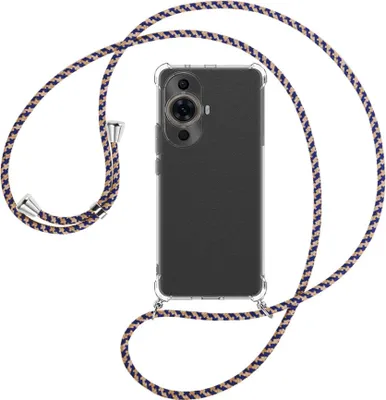 Produktbild von Handykette Backcover-Schutzhülle mit Band (Metall silberfarben) für Huawei nova 11 Pro (GOA-AL80,LX9) - blau+beige