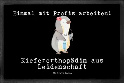 Produktbild von Mr. & Mrs. Panda Bodenvorleger Kieferorthopädin Leidenschaft 40 x 60 cm - Schwarz - Geschenk, Fussmatte, fußmatte, Schmutzfangmatte, Schmutzmatte, Schuhabstreifer
