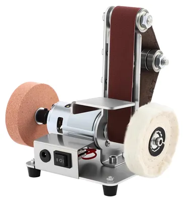 Produktbild von Mini Bandschleifer - Tischschleifer und Poliermaschine - 7-stufige Drehzahlregelung 4000–9000 U/min - 775 Kupfermotor 220V - 304 Edelstahl - Netzbetrieb mit EU-Stecker