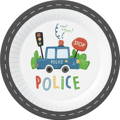 Zdjęcie produktu dla Talerzyki papierowe Policja 23 cm, 6 szt.
