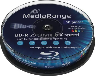 Produktbild von BD-R 25GB (6fach, 10 Stück, bedruckbar, Retail)