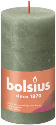 Produktbild von Bolsius Rustik Stumpenkerze frische Olive 130/68mm