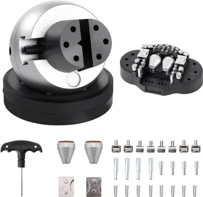 Immagine prodotto di Strumento di incisione - 34 elementi di fissaggio - Set completo di morsa a blocco da 5 pollici - morsa a sfera per incisione - base in gomma e ganasce regolabili - per gioielli e piccole sculture.