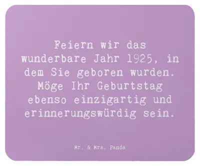Produktbild von Mr. & Mrs. Panda Mauspad Spruch 1925 Geburtstag - Lavendeltraum - Geschenk, Mouse Pad, Geburtstagsgeschenk für Jahrgang, computer mousepad, besondere Zeit, laptop, Alter