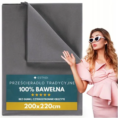 Produktbild von Estadi Einfaches Bettlaken 200x220 cm 100% Baumwolle Grau
