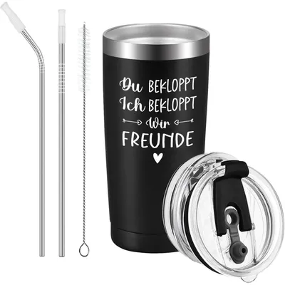Productafbeelding van Roestvrijstalen koffiebeker 20 oz (600 ml) - "Jij maakt me gek, ik maak jou gek" - Zwart