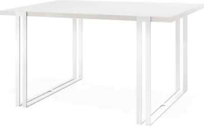 Obrázek produktu pro Rozkládací jídelní stůl - Velký stůl v loftovém stylu s bílými kovovými nohami 120 až 220 cm - Industriální stůl do obývacího pokoje - Spacesaver - Bílý - 120 x 80 cm