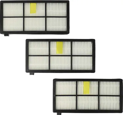Produktbild von vhbw 3x Staubsaugerfilter kompatibel mit iRobot Roomba 860, 800, 890, 885, 886, 870, 880, 871, 866, 876, 900 Staubsauger - HEPA-Filter Schwarz Weiß