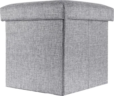 Immagine prodotto di Intirilife Sgabello pieghevole 38x38x38 cm in FELS GREY - Cubo di seduta con vano portaoggetti e coperchio in tessuto con incavi - Cubo di seduta poggiapiedi scatola portaoggetti sgabello a cassapanca