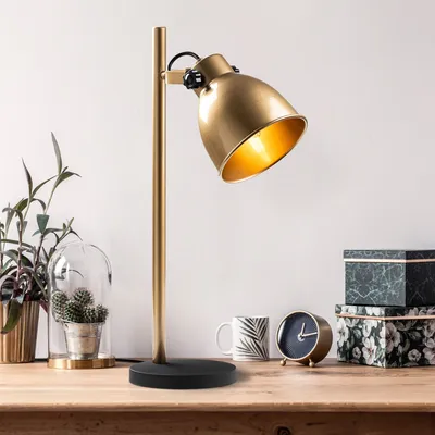 Produktbild von Opviq, Spotkafasi 13790 - Gold, Schreibtischlampe, METALLKÖRPER, Gold, 58 x 30 x 18 cm