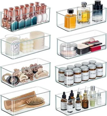 Immagine prodotto di Set di contenitori in plastica - Organizer - Trasparenti - 8 pezzi - Design impilabile