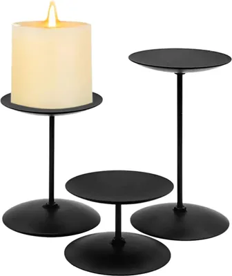 Produktbild von Klassisches Schwarzes Metallkerzenhalter-Set von 3 für verschiedene Dekorationen