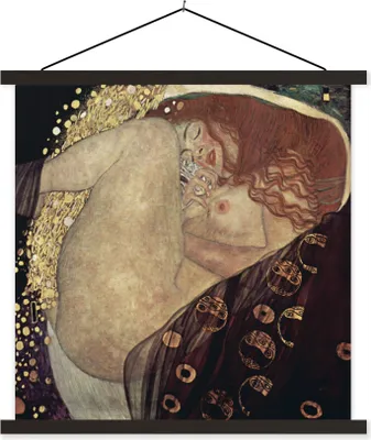 Produktbild von MuchoWow® Textilposter Danaë - Gustav Klimt 40x40 cm mit schwarzem Rahmen - Fotos