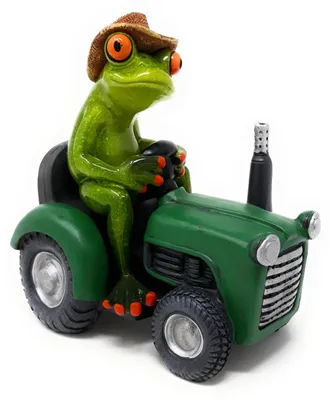 Produktbild von Frosch auf grünem Traktor Bauernfrosch H.16 cm Formano Froschhausen