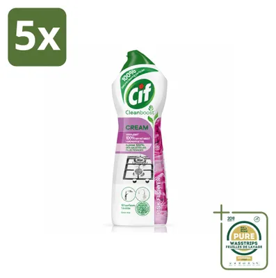Produktbild von 5 x Cif Cream Pink Flower Schuurmiddel - 750 ml - Vorratspackung - 5 Stücke