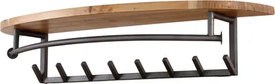 Produktbild von KAWOLA Garderobe LUANA Akazie Metall Hutablage 8 Haken schwarz
