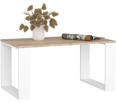 Produktbild von Couchtisch Holz NOX mit einem Regal, 92x45x53cm, Sonoma-Weiß