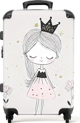 Produktbild von NoBoringSuitcases.com® Großer Koffer - Prinzessin - Kleid - Krone - Blumen - Mädchen - Kombinationsschloss TSA - Hartschalen Trolley 4 Rollen - 72 liter - Reisekoffer - 66 cmKoffer Mittelgroß 67x43x25 cm, 72L,