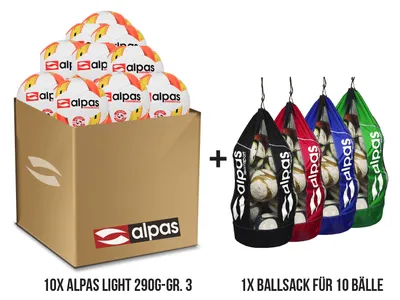 Produktbild von Alpas 10x Leichtball 290g - Gr. 3 + 1x Ballsack /Ballpaket Light