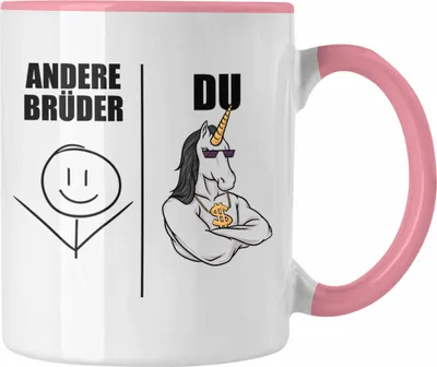 Produktbild von Trendation - Bruder Geschenk Tasse Spruch Bester Bruder Geschenkidee von Schwester für Brüder (Rosa)