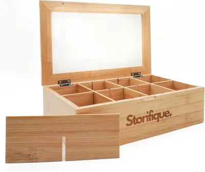 Zdjęcie produktu dla Pudełko na Herbatę Bambus Organizer 6 Regulowanych Przegród do Domu Zestaw